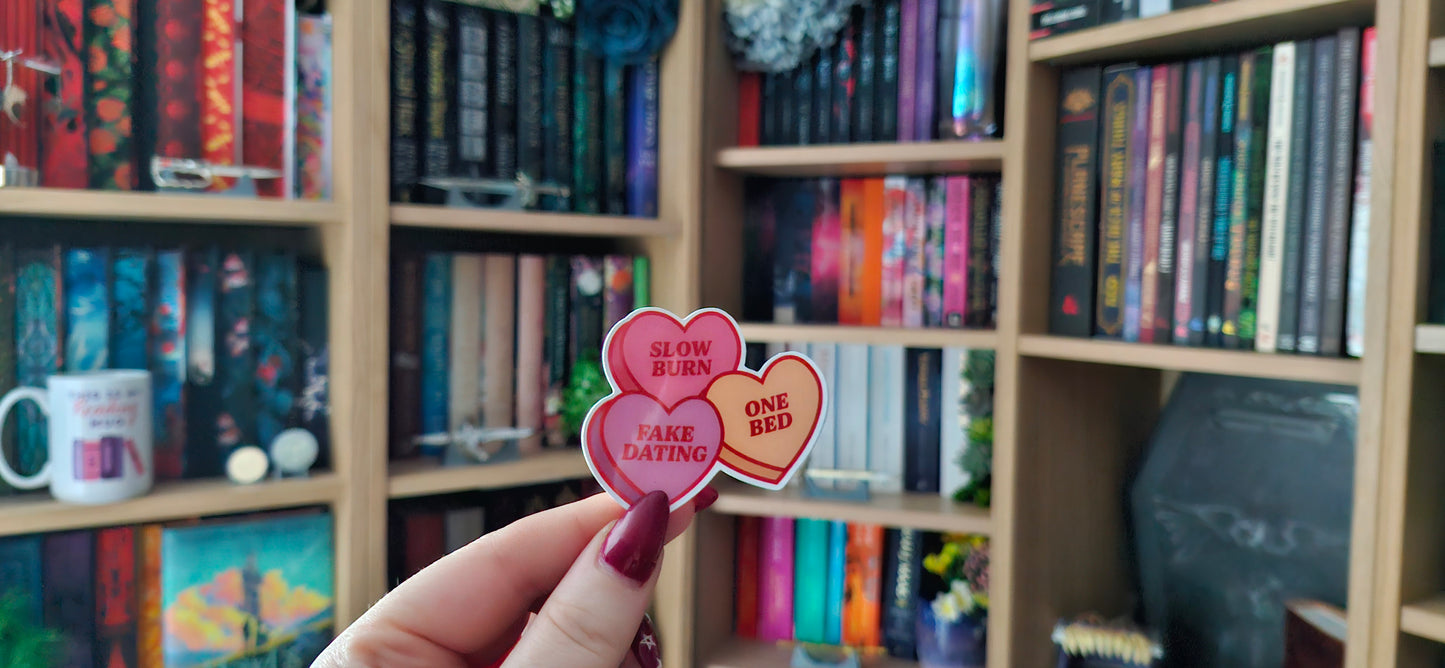 Romance Book Trope Love Hearts - bookish sticker