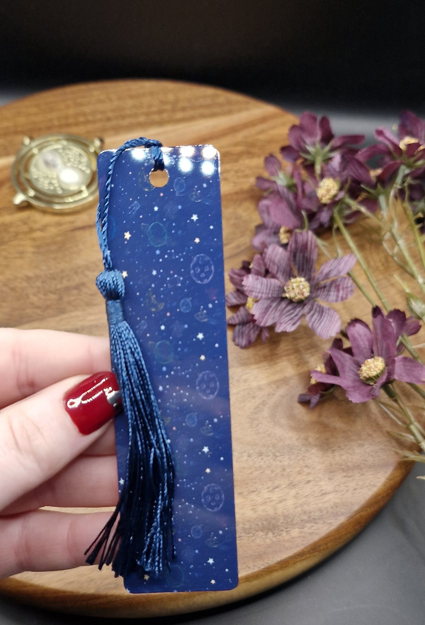 Moons and planets, space print - Metal Bookmark