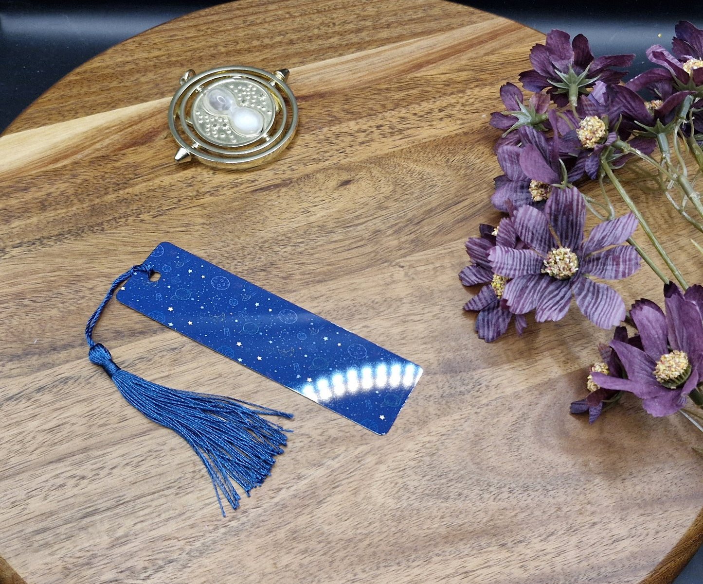 Moons and planets, space print - Metal Bookmark