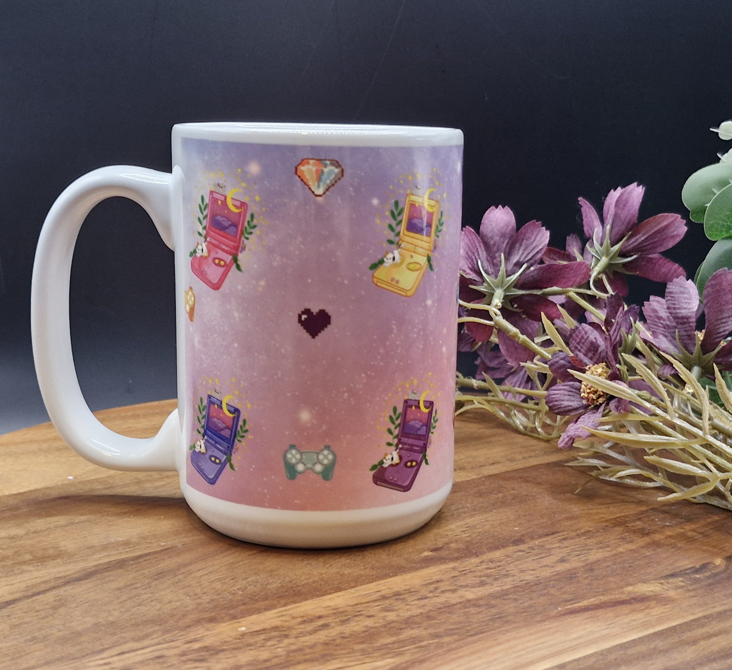 SP, Cats and Constellations - Retro Gaming Nostalgia Print - 15oz Ceramic Mug