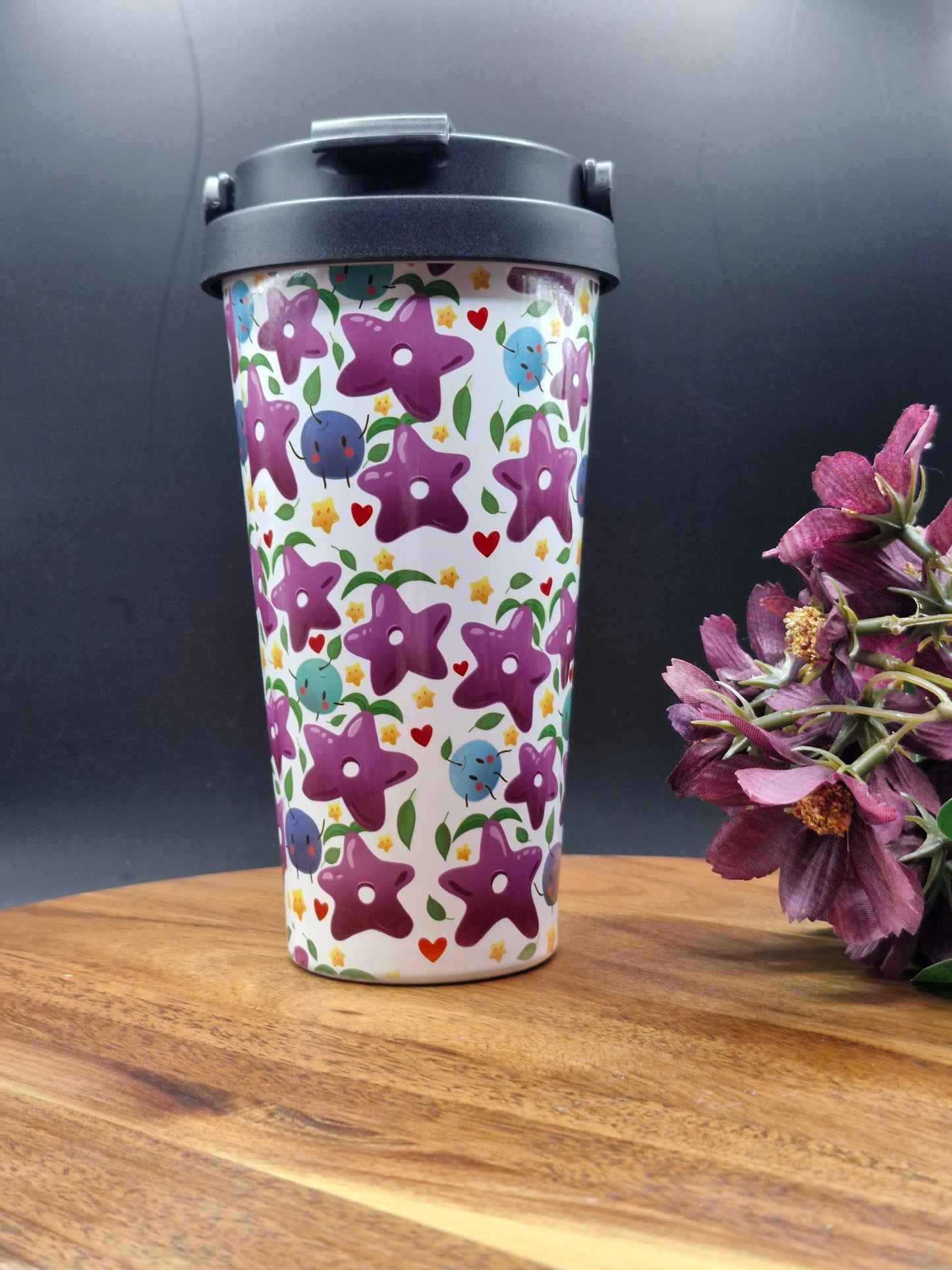 SDV Star Fruits and Junimos - Stardew Valley inspired Stainless Steel Thermos Cup (Take Out style)
