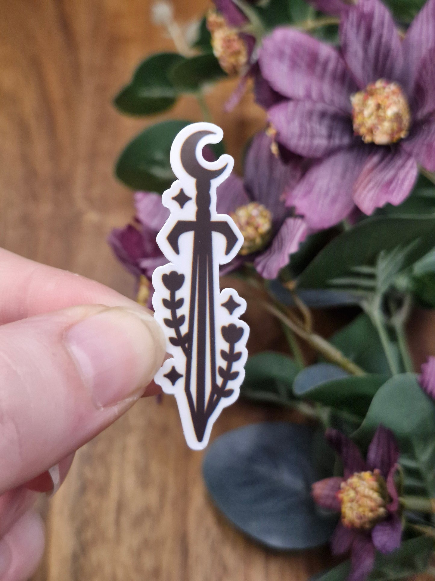 Luna hilt floral sword - bookish sticker