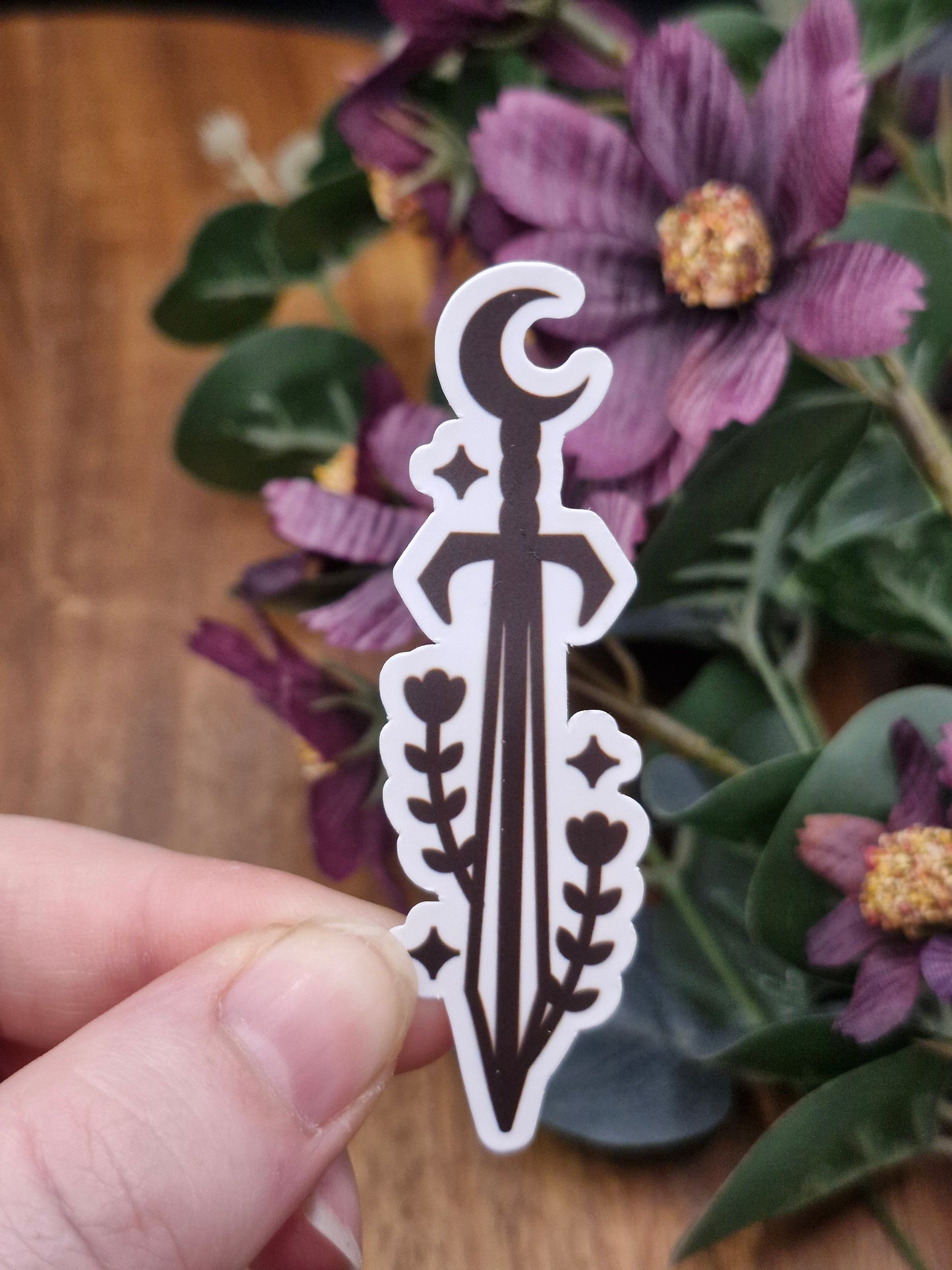 Luna hilt floral sword - bookish sticker