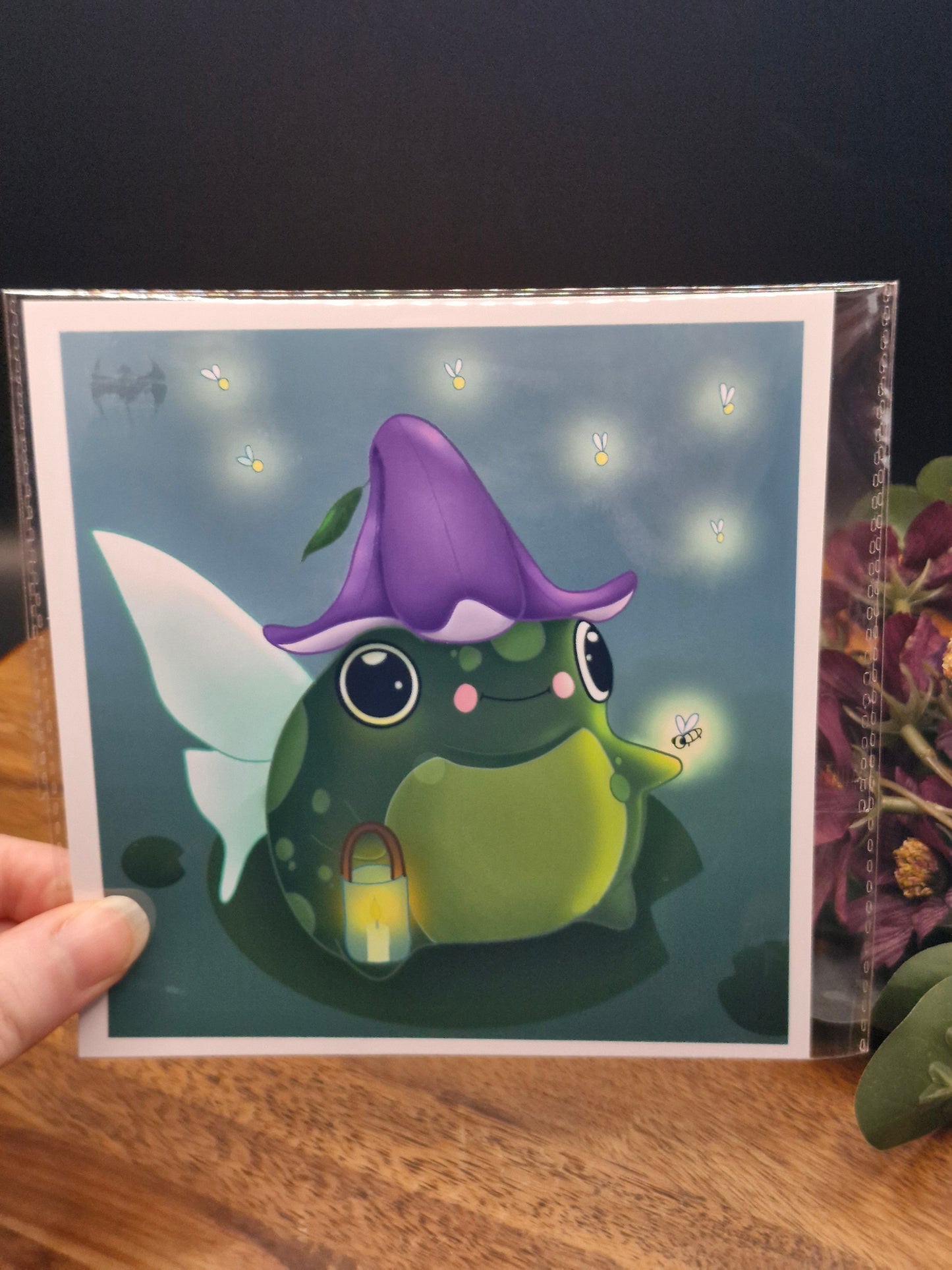 Fairy Frog & Fireflies - Art Print