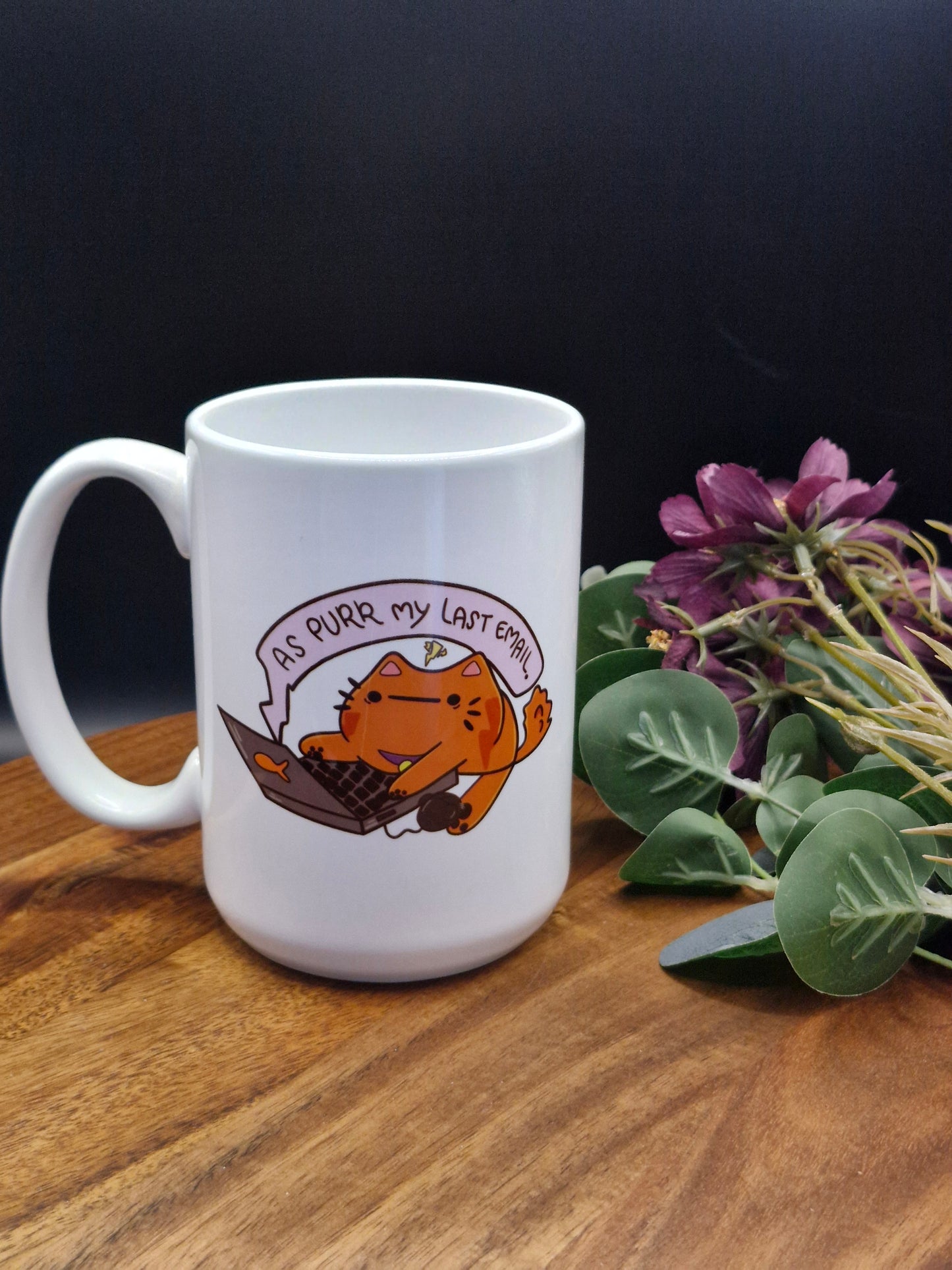 As Purr My Last Email - Chibi Cat, Office Work - Mug