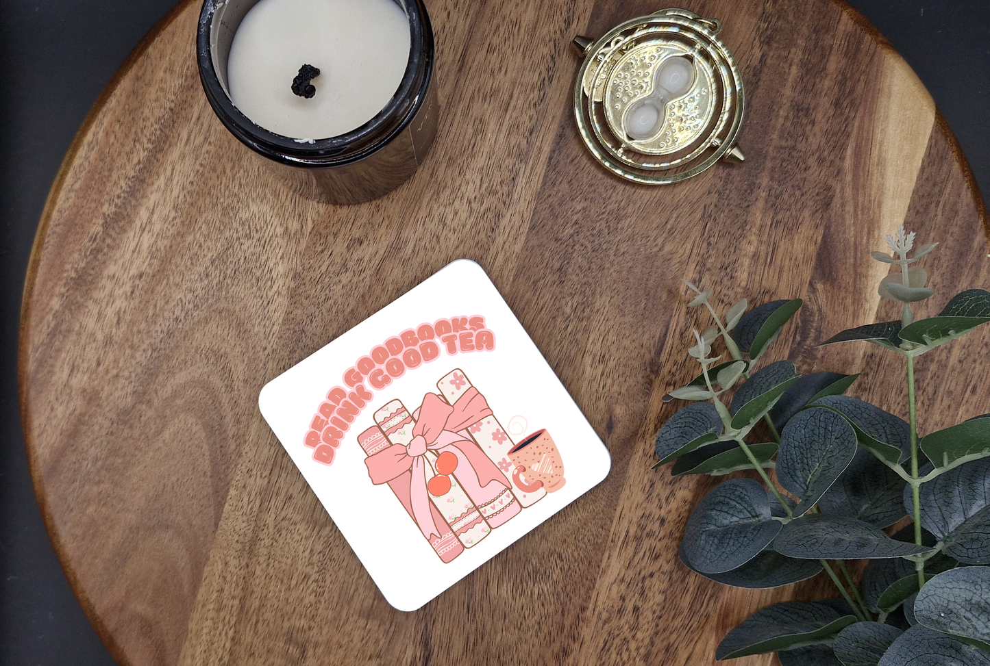 Read good books. Drink good tea - Hard Coaster (8.9cmx8.9cm)