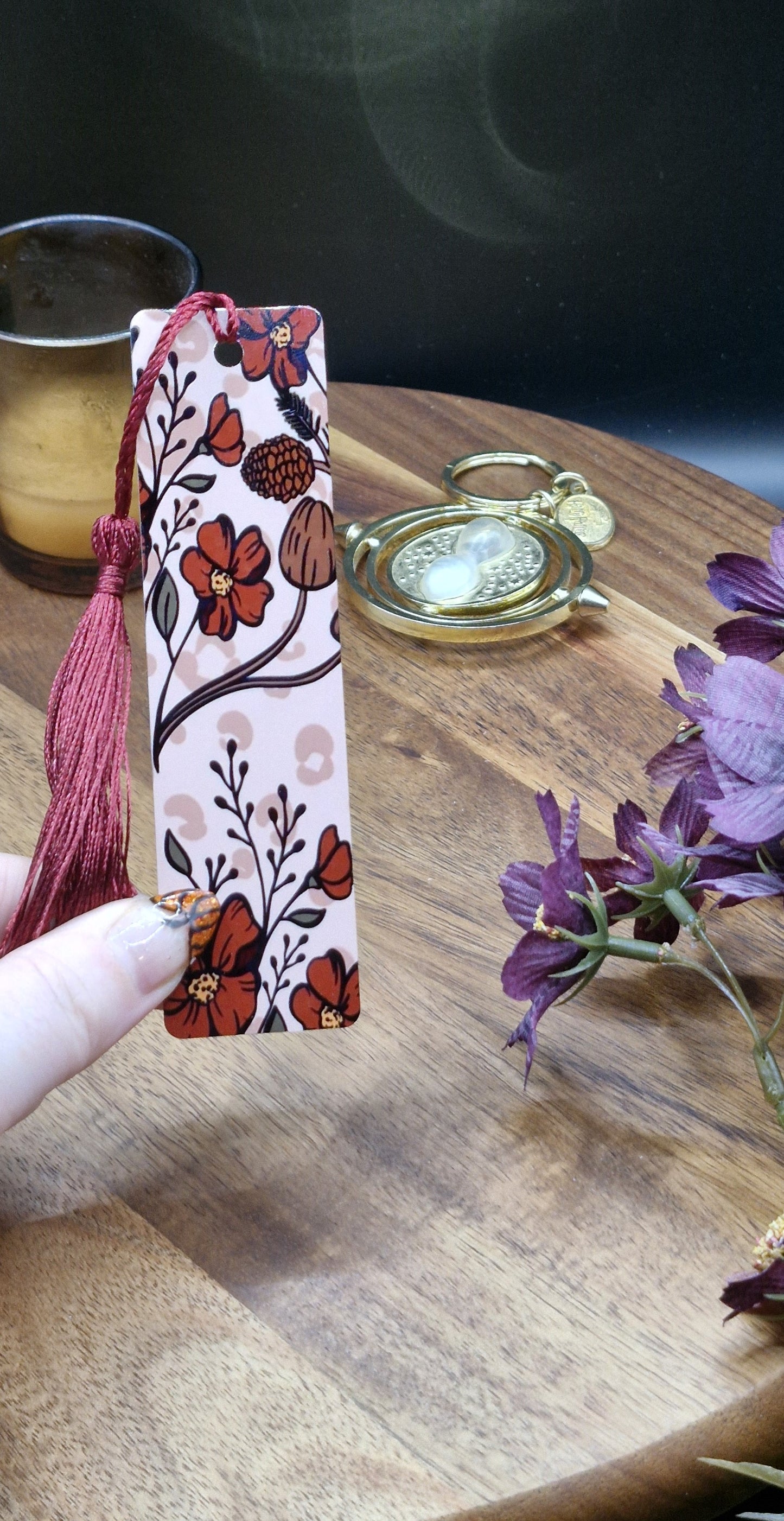 Metal Bookmarks (Autumn Flowers, red ver)