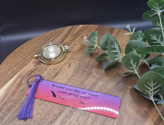 Would you like to save your progress? RPG Game Style - Metal Bookmark