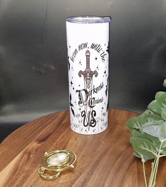 Until the darkness claims us - 20oz Stainless Steel Tumbler (Rainbow Holographic Effect)