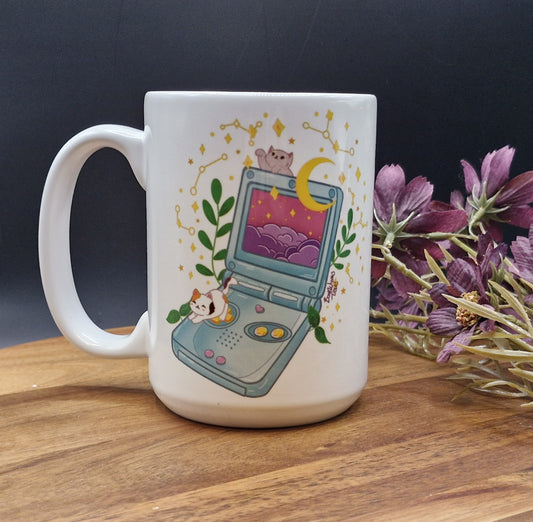 SP, Cats and Constellations - Retro Gaming Nostalgia - 15oz Ceramic Mug