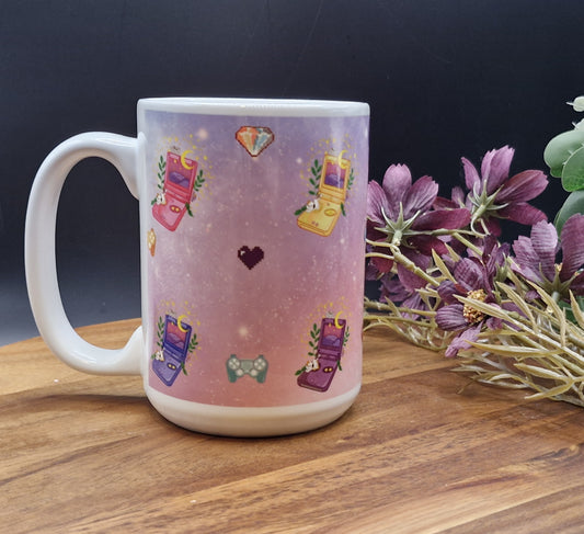 SP, Cats and Constellations - Retro Gaming Nostalgia Print - 15oz Ceramic Mug