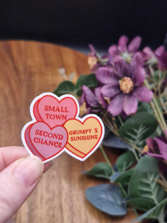 Small Town Romance Book Trope Love Hearts - bookish sticker