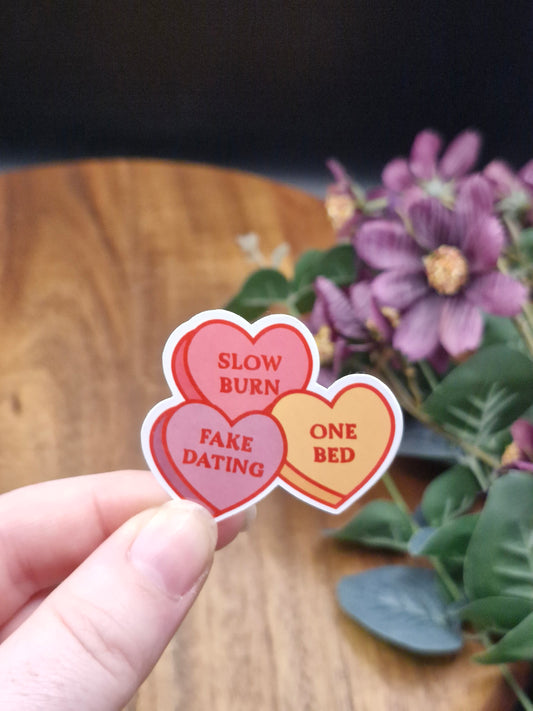 Romance Book Trope Love Hearts - bookish sticker