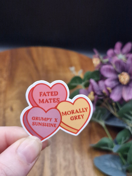 Romantasy/Fantasy Book Trope Love Hearts - bookish sticker