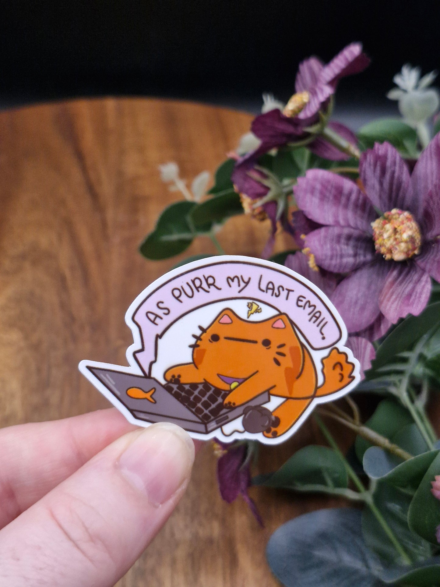 As Purr My Last Email - Chibi Cat, Office Work - Sticker