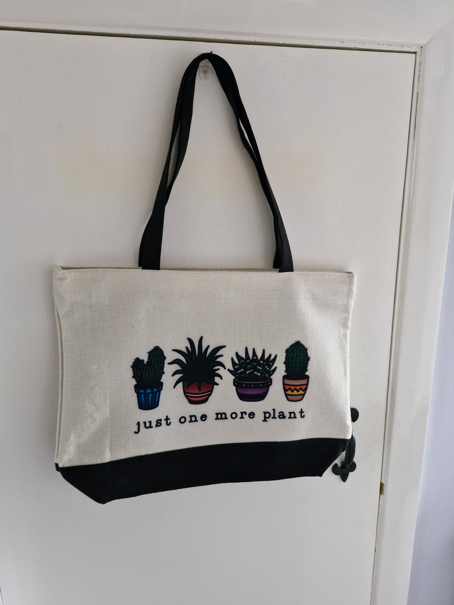 Just one more plant - Plant lovers tote - Premium Natural Linen Shopper Tote Bag