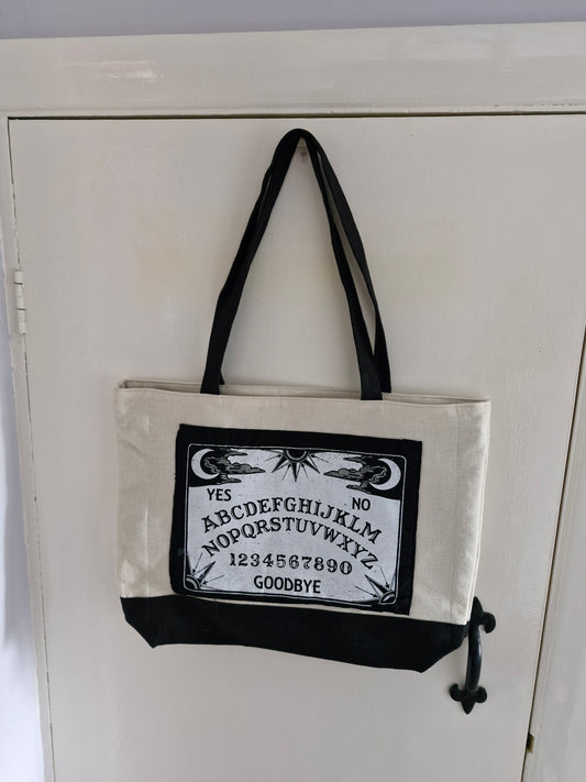 Ouija / Spirit Board - Hand Sewn Patch - Premium Natural Linen Shopper Tote Bag