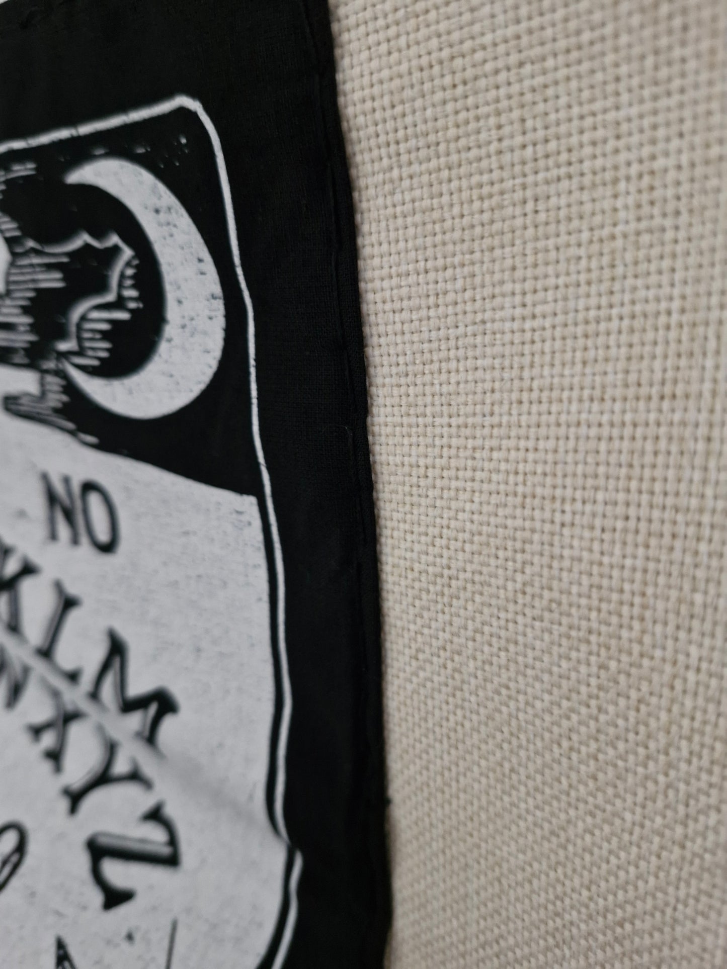 Ouija / Spirit Board - Hand Sewn Patch - Premium Natural Linen Shopper Tote Bag
