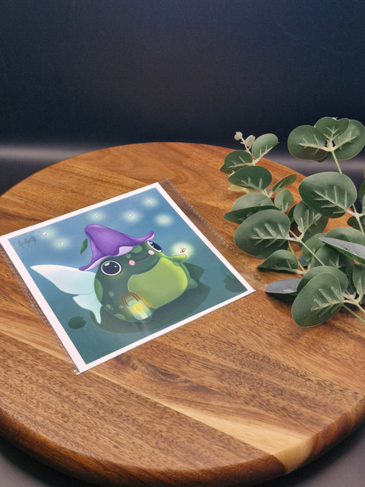 Fairy Frog & Fireflies - Art Print