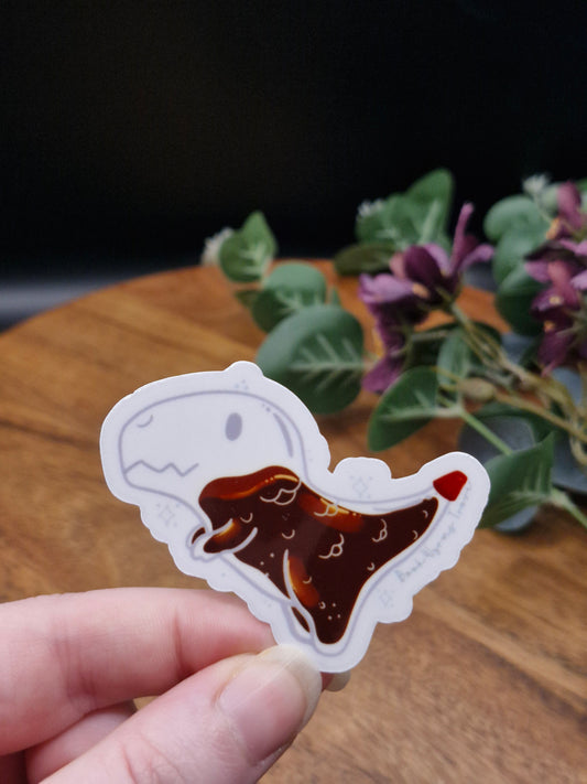 Soya-saurus Rex - Soy Sauce Fish Style T-Rex - Sticker (Clear viny)