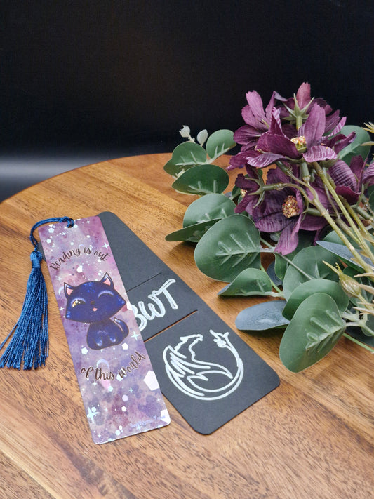 Reading is out of this world (galaxy cat) - Metal Bookmark