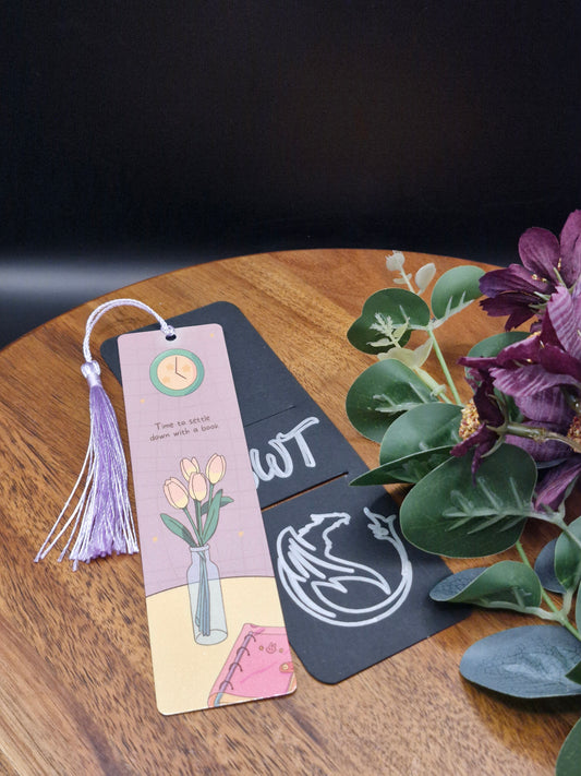 Time to settle down with a book - Tulips  - Metal Bookmark