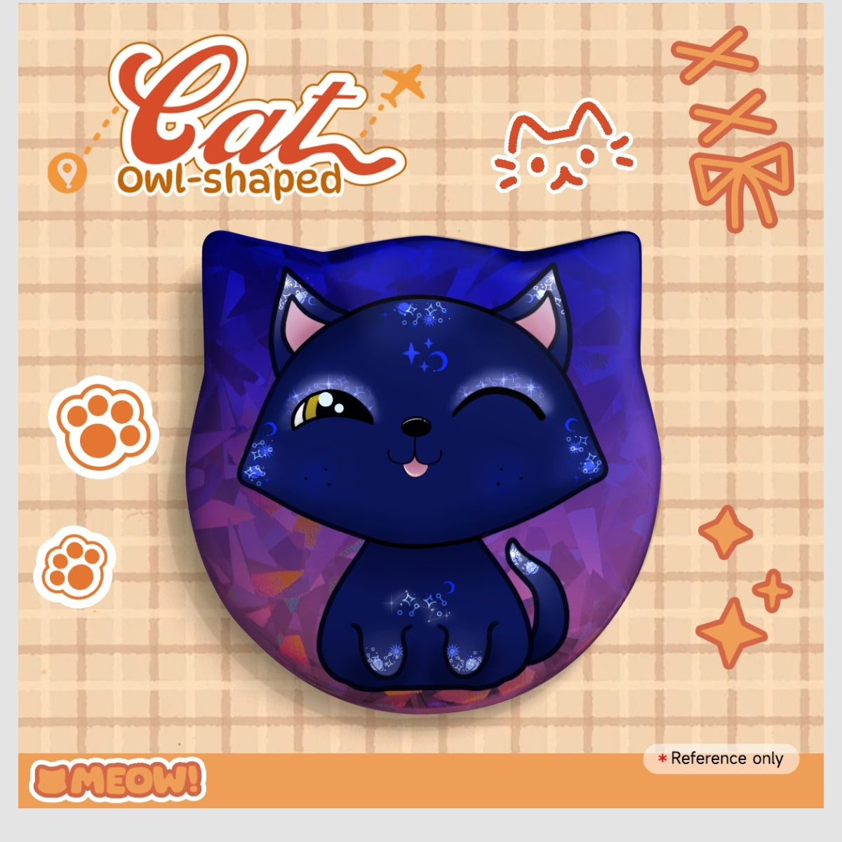Galaxy Cat - Cat Shape Holographic Badge