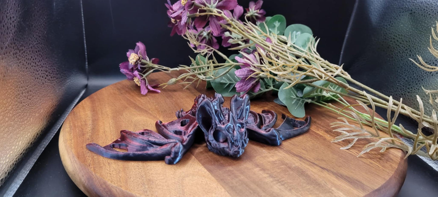 3D Printed Hollow Bat (Wingspan 7.5 inches, 4 inches length)