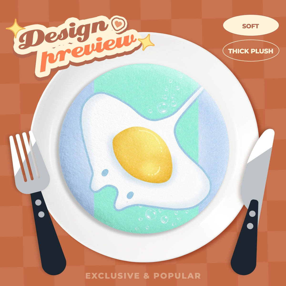 Fried Egg Manta Ray - Kawaii - Plush Badge
