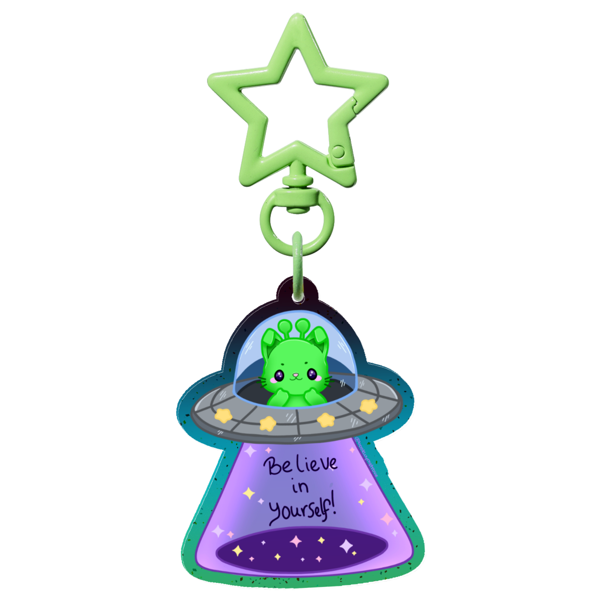Alien Bunny Cat - believe in yourself! -  Coloured Edge Acrylic Keychains