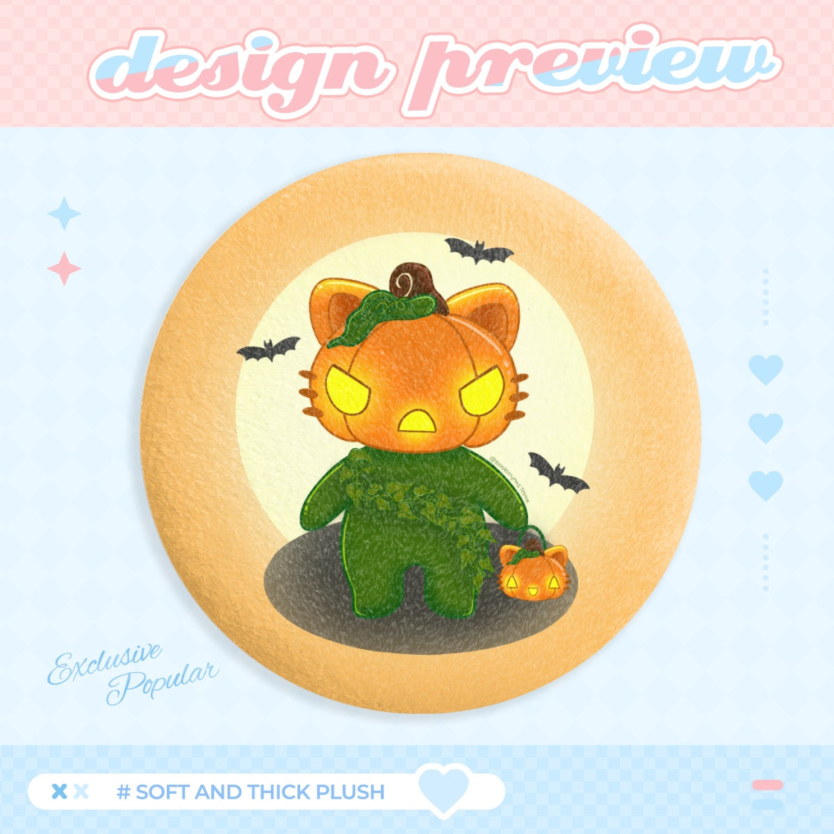 Pumpkin Kitty - Kawaii -  Plush Badge