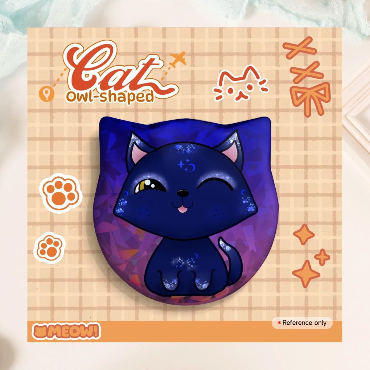 Galaxy Cat - Cat Shape Holographic Badge