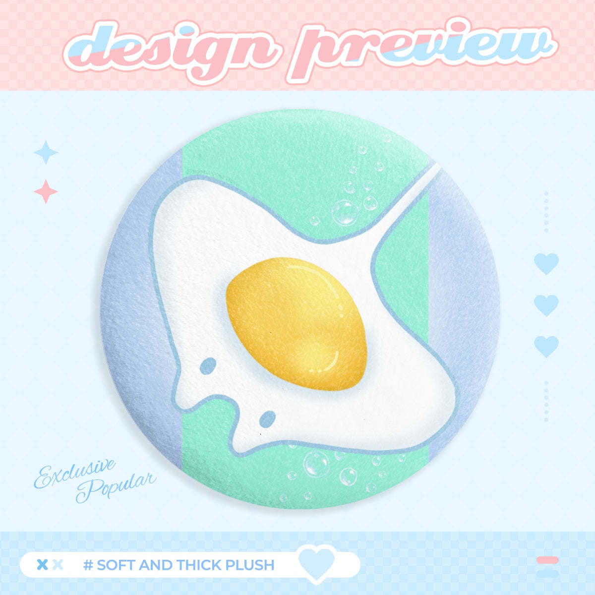 Fried Egg Manta Ray - Kawaii - Plush Badge