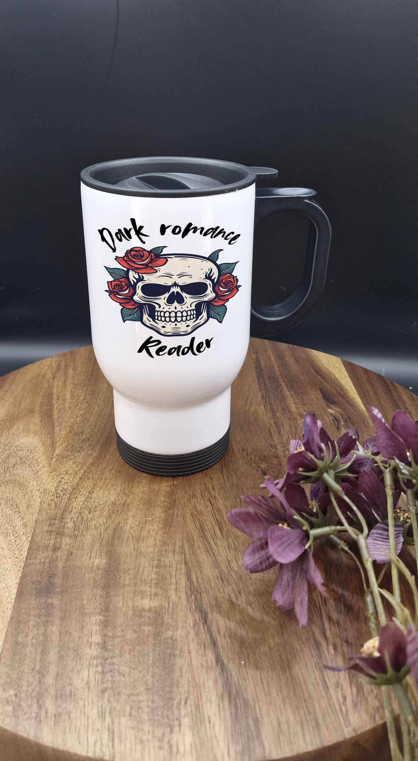 14oz Stainless Steel Thermos Mug with Black Handle (Dark romance, skull ver)