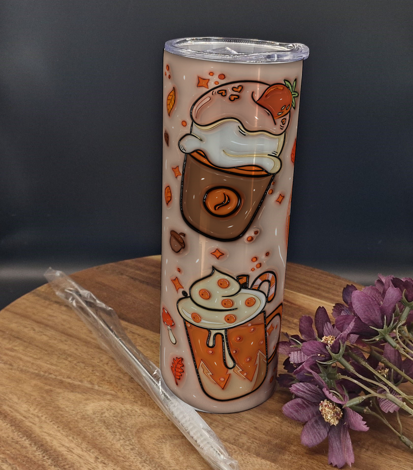 20oz Stainless Steel Tumbler (Rainbow Holographic Effect) Autumn vibes ver