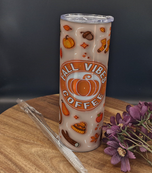 20oz Stainless Steel Tumbler (Rainbow Holographic Effect) Autumn vibes ver