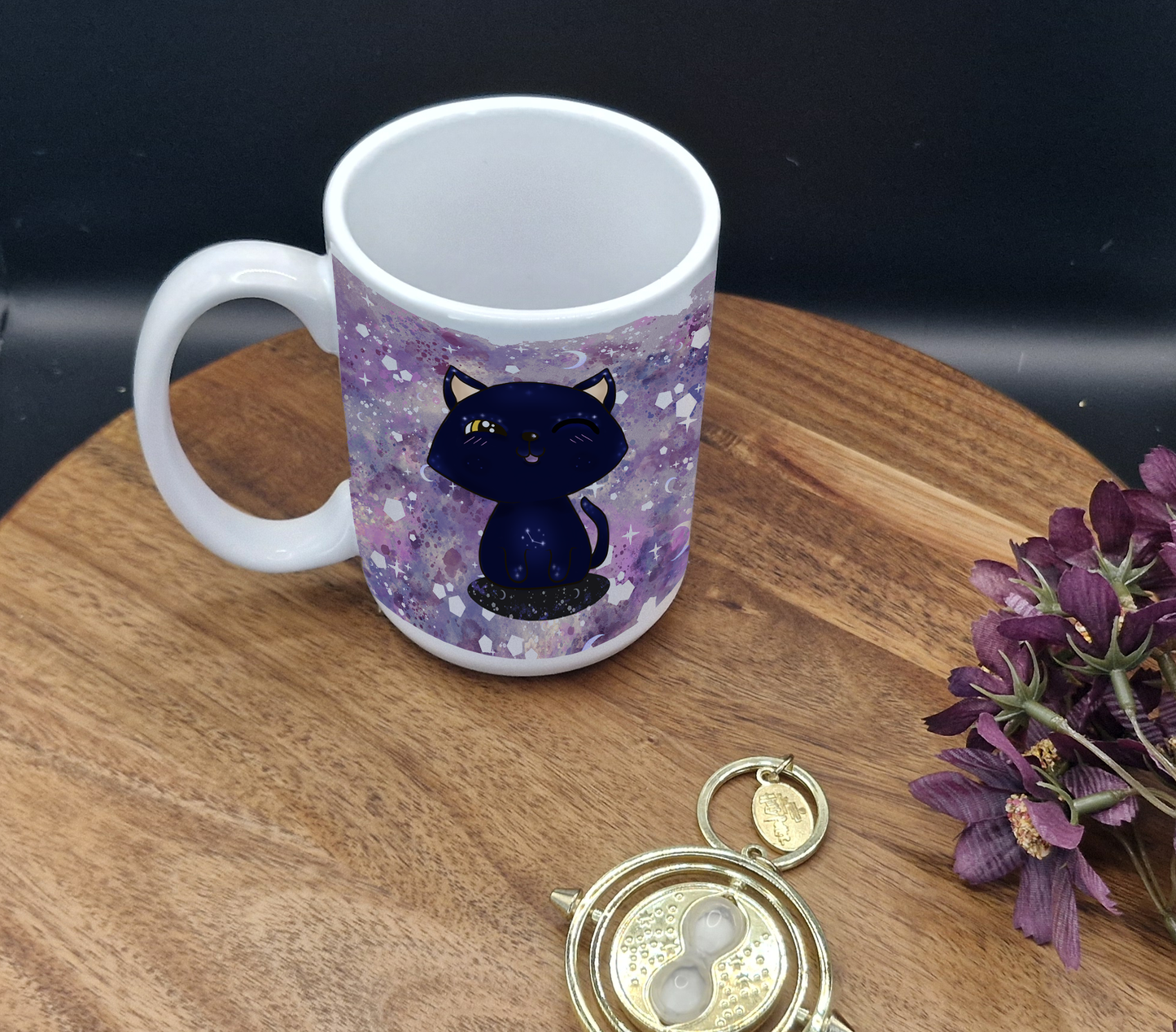 15oz Ceramic Mug (Galaxy cat wink ver)