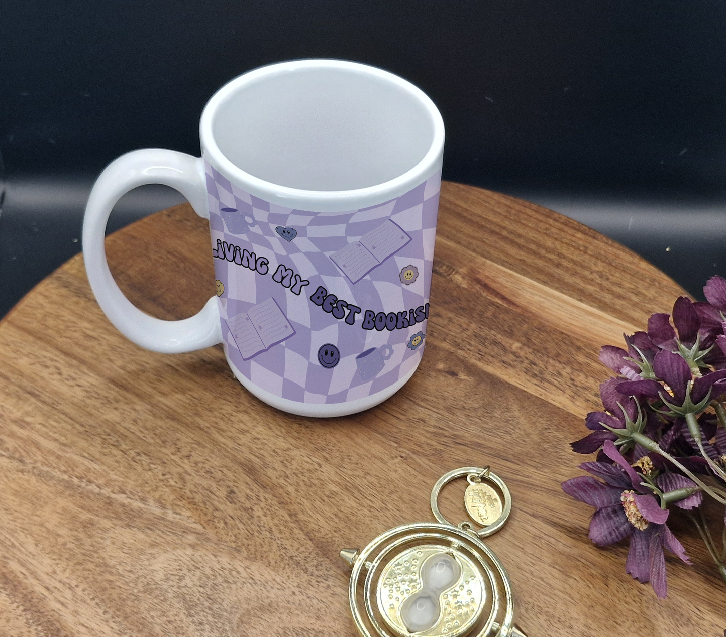 15oz Ceramic Mug (Living my best bookish life purple ver)