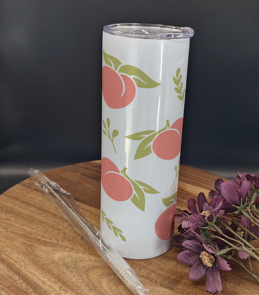 20oz Stainless Steel Tumbler (Rainbow Holographic Effect) Peaches ver