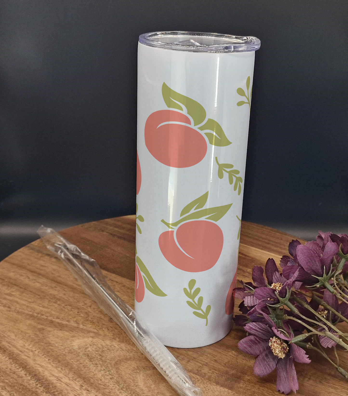 20oz Stainless Steel Tumbler (Rainbow Holographic Effect) Peaches ver