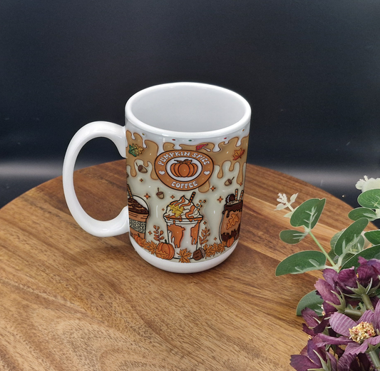 15oz Ceramic Mug (Pumpkin spiced coffee autumn ver)