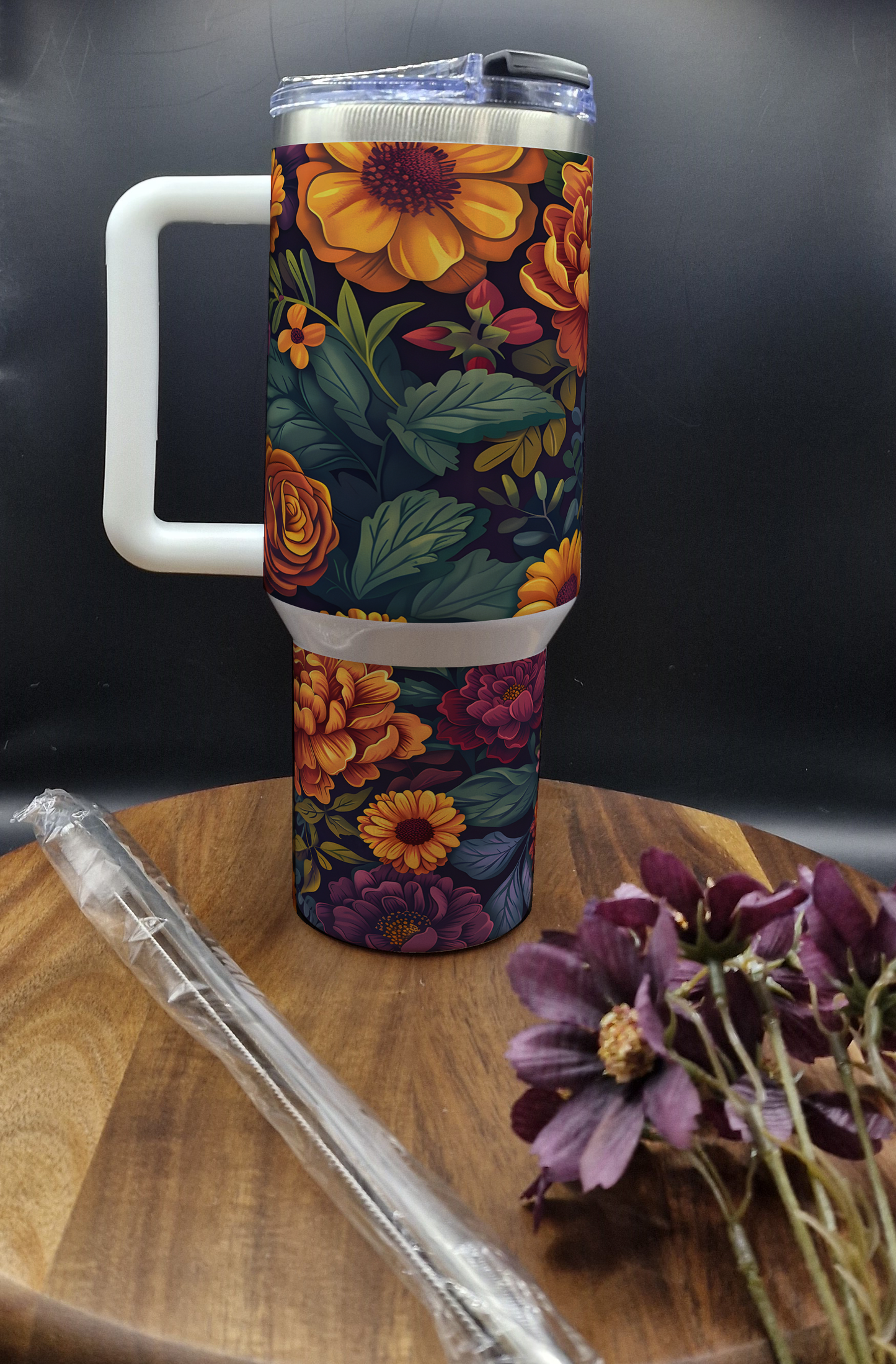 40oz Stanley Style Travel Mug (Autumn floral ver)