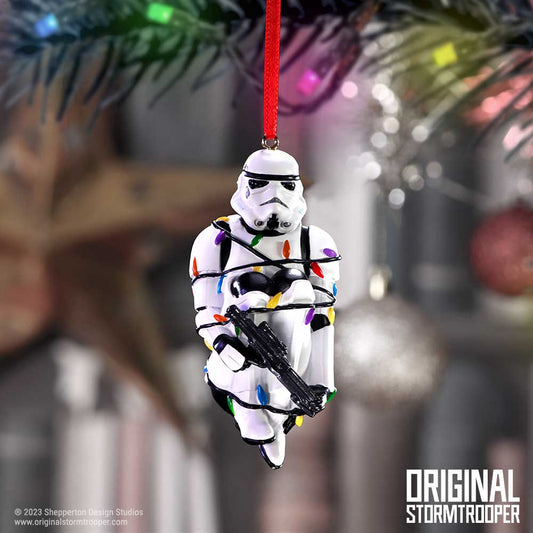 Star Wars Stormtrooper In Fairy Lights hanging ornament 9cm