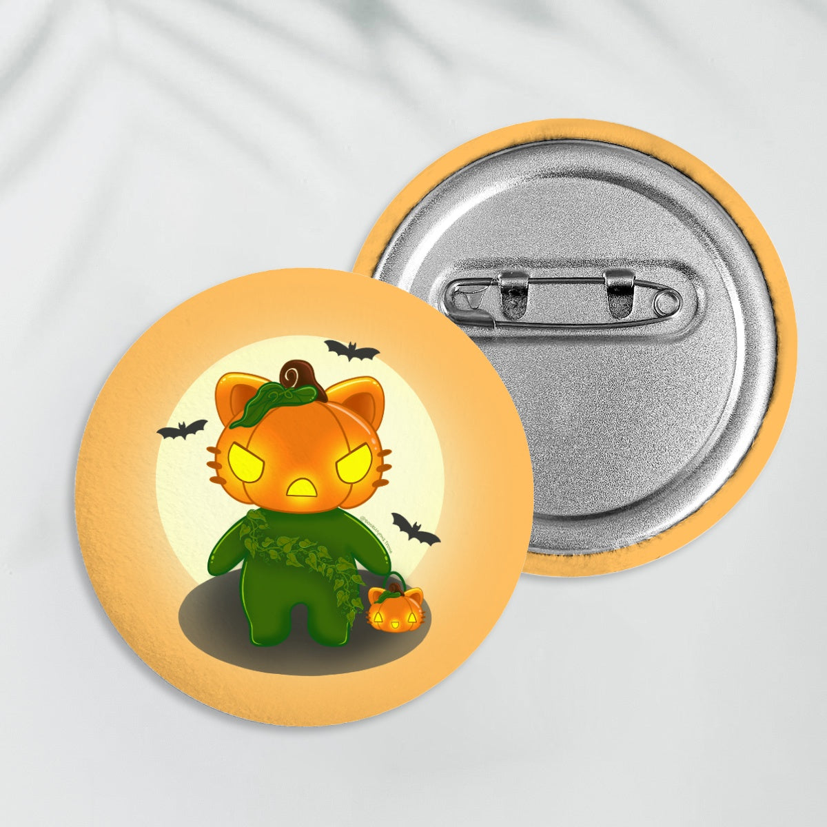 Pumpkin Kitty - Kawaii -  Plush Badge