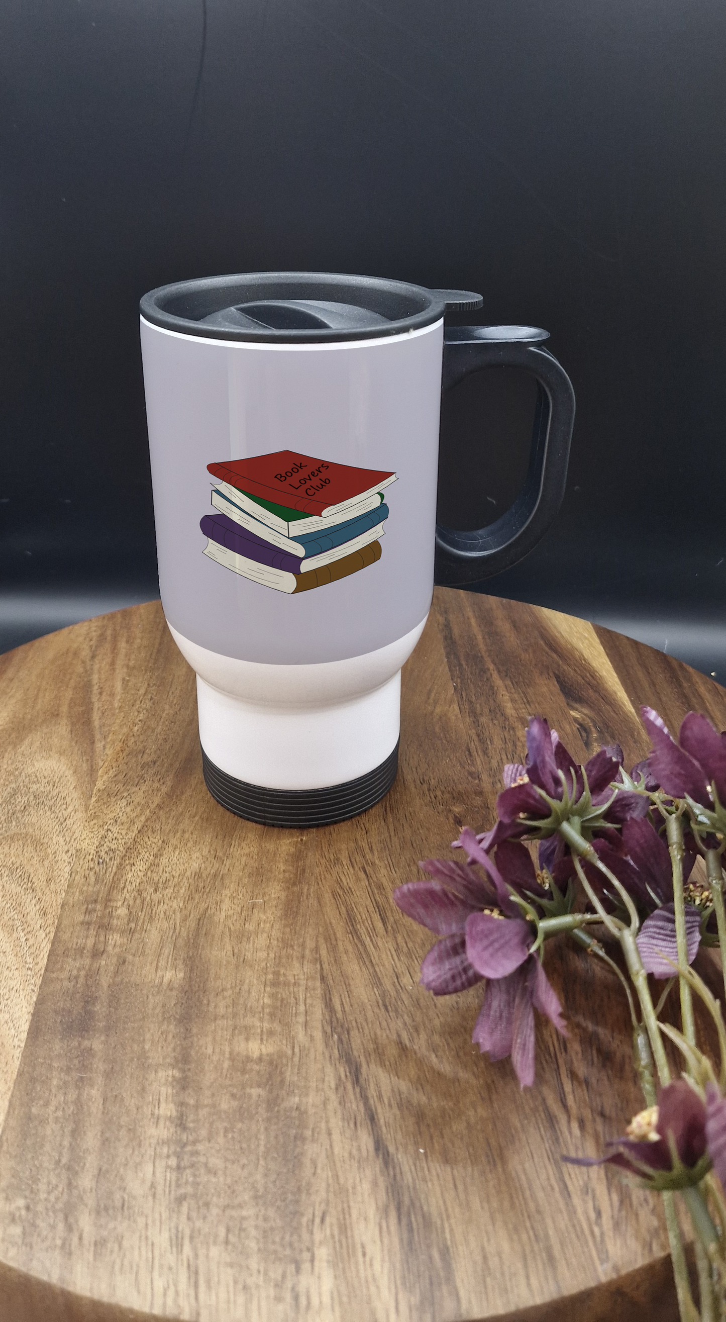 14oz Stainless Steel Thermos Mug with Black Handle (Book Lovers Club ver)