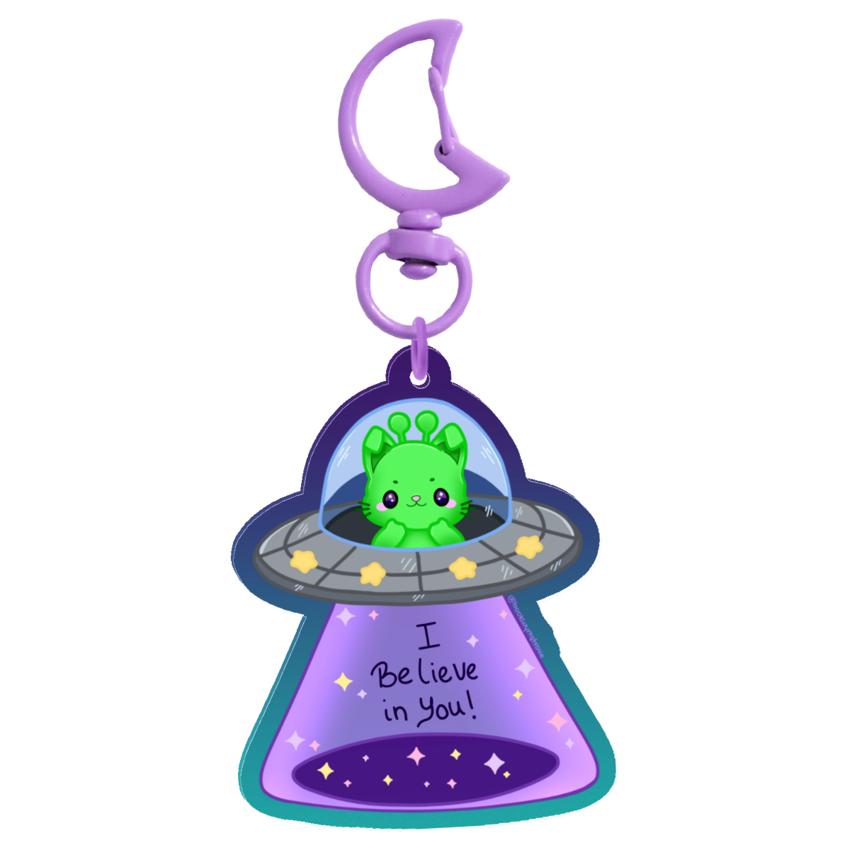 Alien Bunny Cat - I believe in you! - Coloured Edge Acrylic Keychain