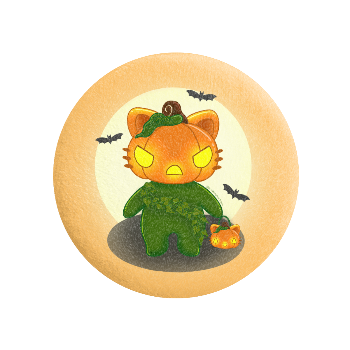Pumpkin Kitty - Kawaii -  Plush Badge
