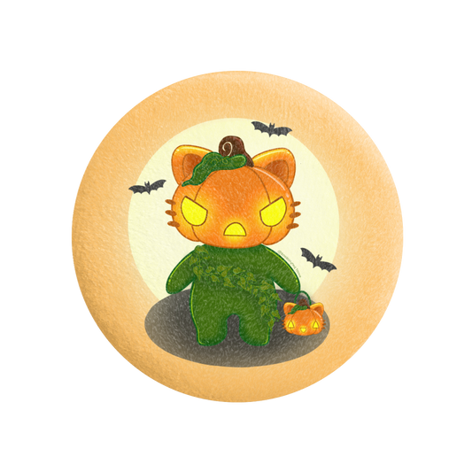 Pumpkin Kitty - Kawaii -  Plush Badge