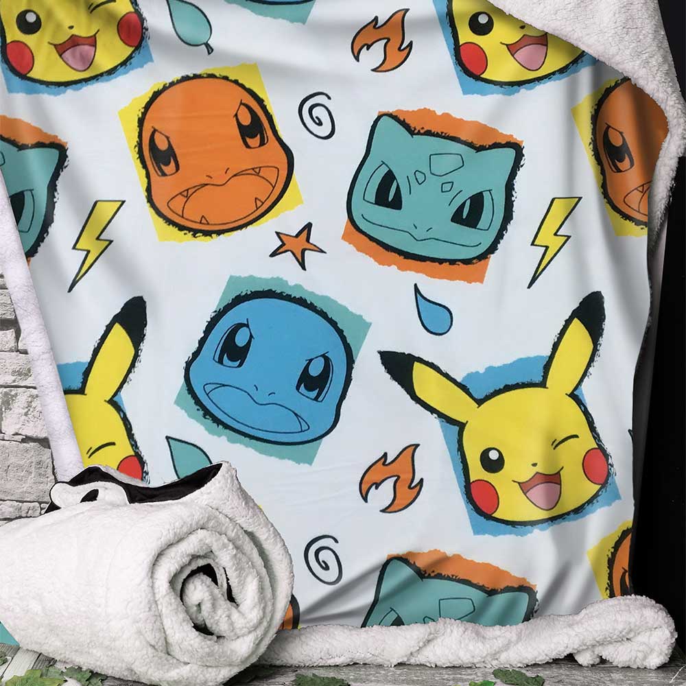 Pokémon Kanto Starter Throw Blanket 100cmx150cm