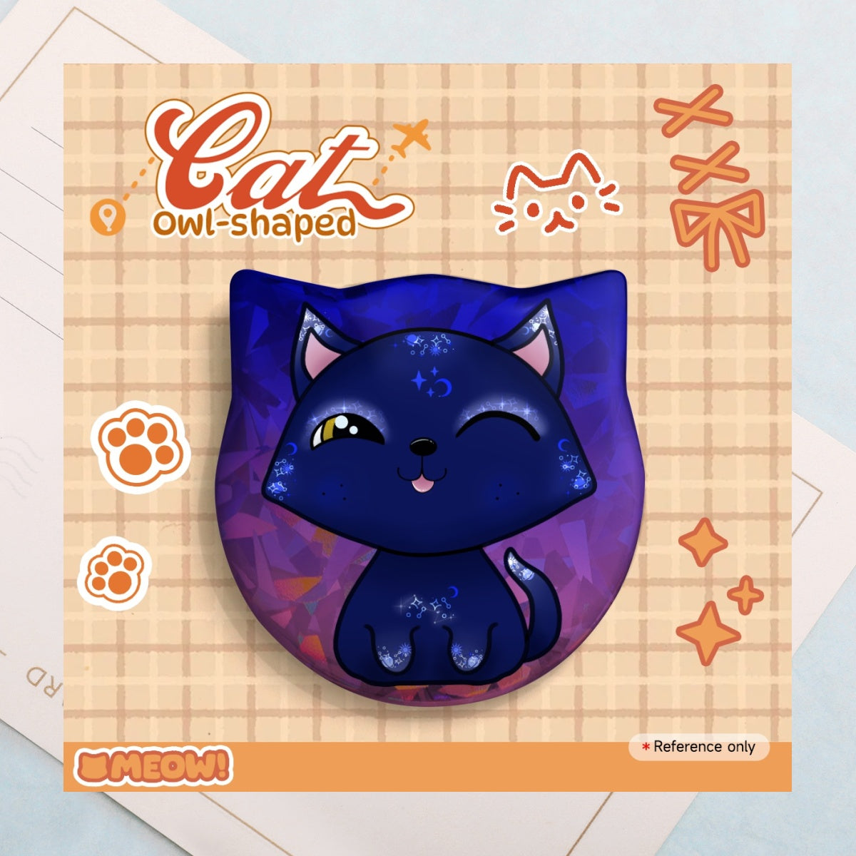Galaxy Cat - Cat Shape Holographic Badge